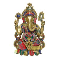 Brass Ganesh Statue Brass Ganesha Idol Lord Ganesha Statue  Ganesha Statue Brass Elephant God Good Luck God Vinayaka Statue Home Decor - Color: Multi Color