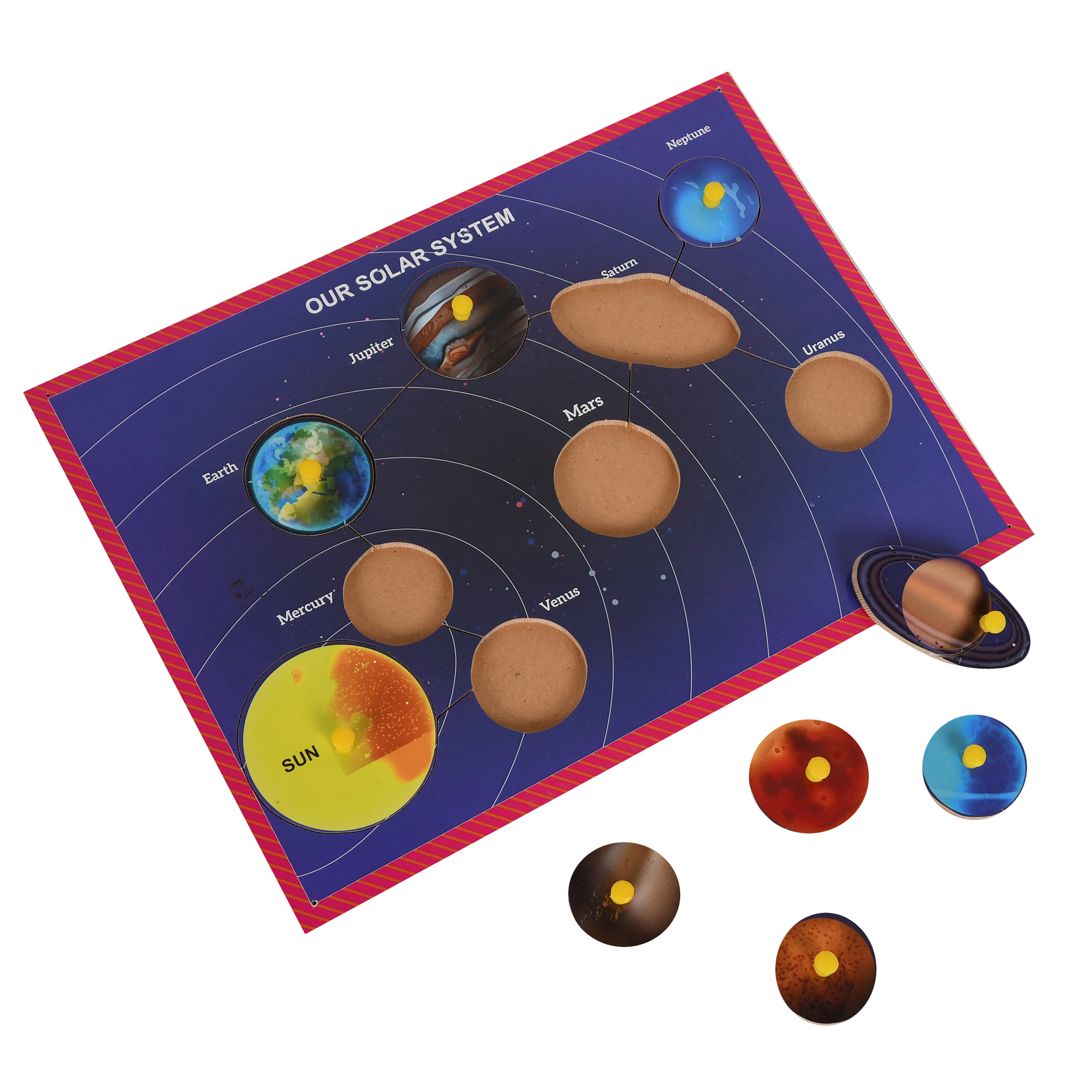 Wooden Outer Solar System Puzzle with knobs