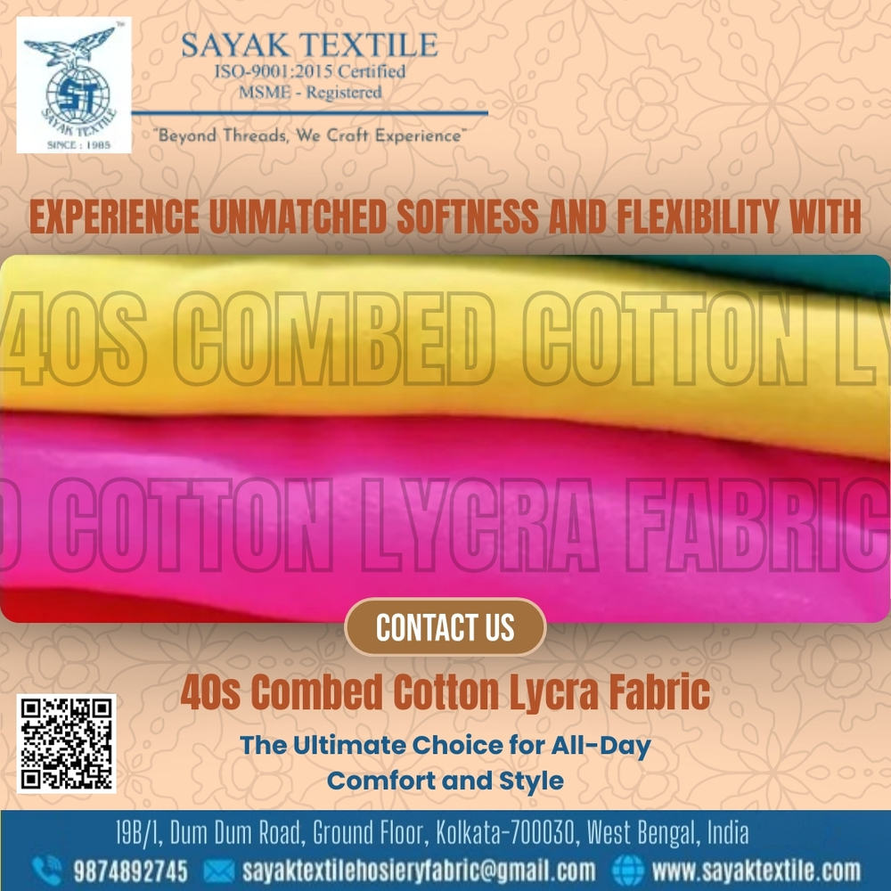 40s Combed Cotton 4 Way Lycra Fabric