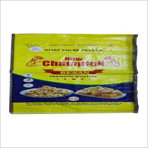 35 KG Yellow PP Printed Woven Sack - PP Woven Material, Rectangular Shape, Yellow Color, Strong & Durable | Customized Designs, Patterns, Size, Logo