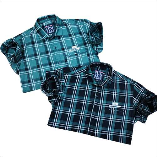 Cotton Mens Yarn Twill Checked Shirt