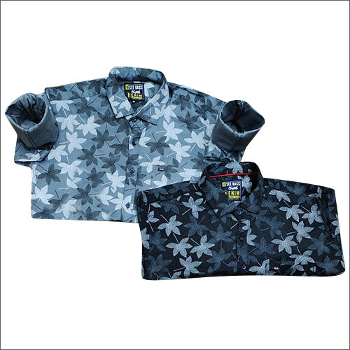 Washable Mens Denim Digital Printed Shirts