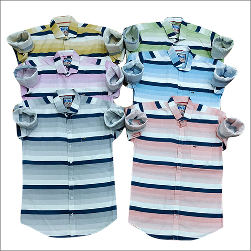 Mens Twill Horizontal Striped Shirt