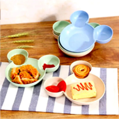 Multi Color Unbreakable Plastic Mickey Shaped Snacks Serving Plate