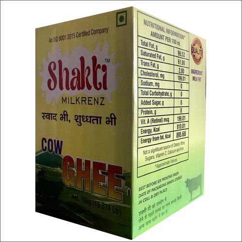 Shakti Pure Desi Ghee - 15kg Box, Original Flavor, Yellowish Color, Raw Processing, 6 Months Shelf Life, Suitable for All Age Groups