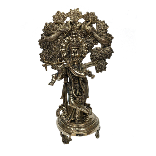 Krishna statue with tree  Bhagwan krishn idol  home decor office decor  Garden decor Murti figure