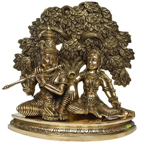 Sitting Radha Krishna Statue Under Tree Couple Statue God Of Lovers Gift Mandir Temple Handmade Moorti