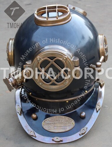 Antique US Navy Deep Sea Marine SCA Scuba Reproduction Diving Helmet Divers Helmet Mark V DH0040