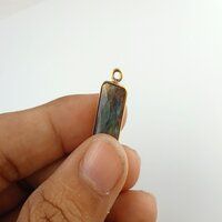 Labradorite Gemstone Rectangle Pendant Gold Plated Bar Bezel Pendant -Gemstone Bar Pendant