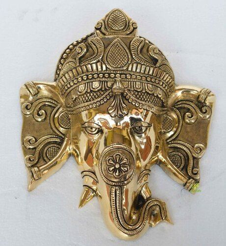 Ganesh Face Wall Decor Wall Hanging Brass Decoration Door Hang Metal Figure