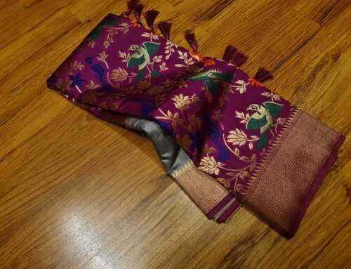 meen and birds work banarashi of kanchi silk saree