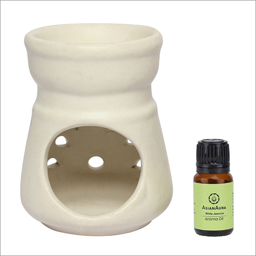 Aroma Tea Light Burner White Colour Diffuser Pot With 1 Tea Light Candle And 1 Scented Oils (10 ML)