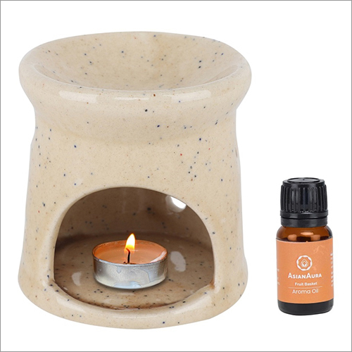 Ceramic Aroma Tea Light Burner Brown Colour Diffuser Pot For Home Fragrance