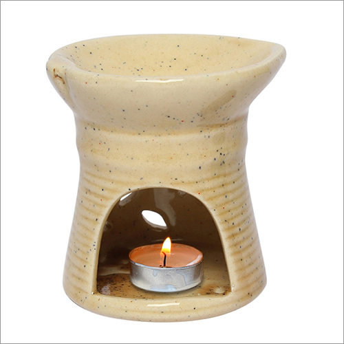 Ceramic Aroma Tea Light Burner Brown Colour Diffuser Pot