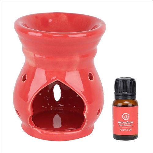 Ceramic Aroma Tea Light Burner Red Colour Matki Shape Diffuser Pot