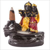 Craft Smoke Fountain Lord Radhe Krishna Murti Backlow Incense Burner Idols Statue Decorative Showpiece