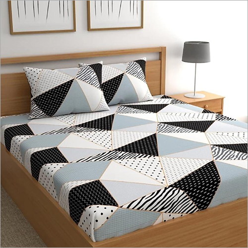 Triangle Printed Bedsheet With 2 Pillow Cover Set