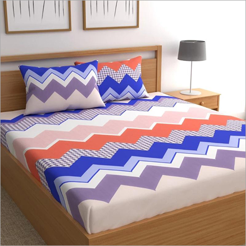 Zig Zag Double Bedsheet With 2 Pillow Cover Set
