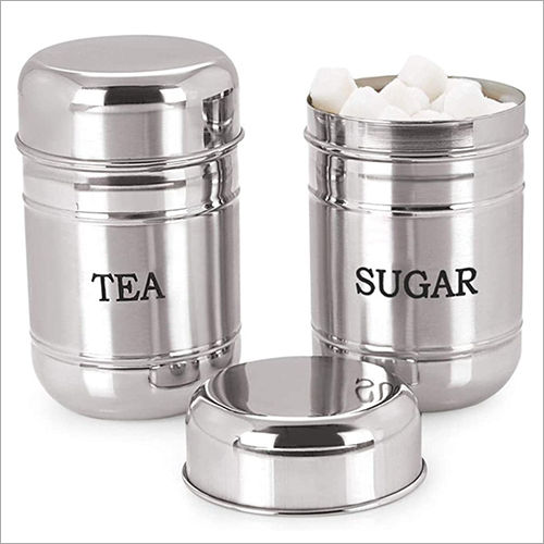 Silver 700ml Stainless Steel Tea Sugar Container Set