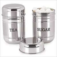 700ml Stainless Steel Tea Sugar Container Set - 850 Ml Capacity, Silver Color, Mirror Polish Finish , Set Of 2 For Household Use