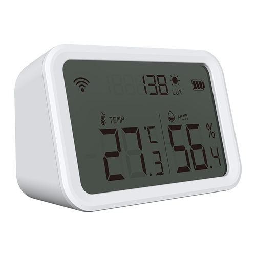 tuya wireless wifi smart Temperature Humidity brightness sensor with led lcd display screen work with smartlife app