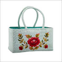White 8.5X5 Inch Parsi Embroided Basket