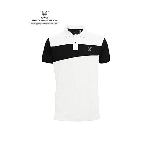 Black And White Collar Neck Organic Cotton T Shirt