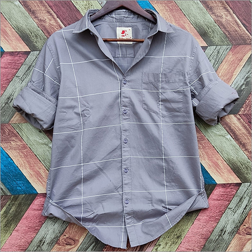Mens Grey Full Sleeves Checkered Shirt Gender: Male