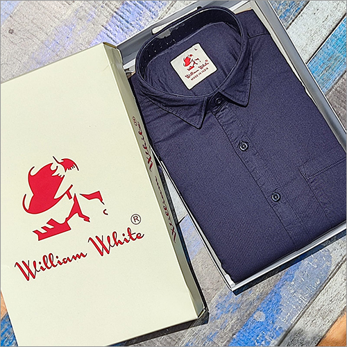 Mens Blue Cotton Linen Shirt Gender: Male