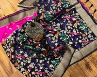 bird work budda kanchi banarashi silk saree