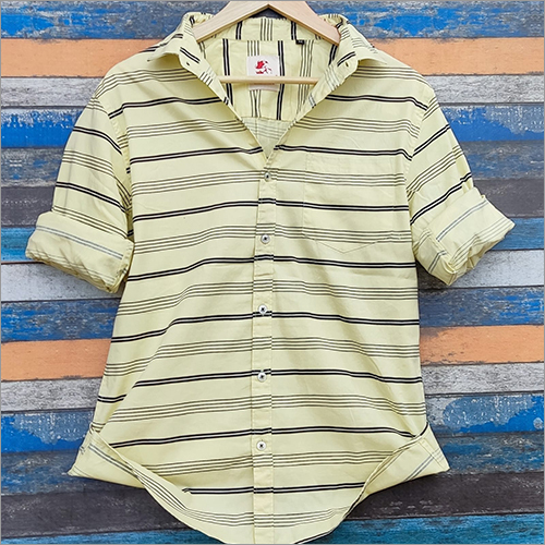 Mens Striped Slim Fit Casual Shirt - 100% Cotton, Adjustable Button Cuffs, Mandarin Collar, Washable, All-Season Comfort