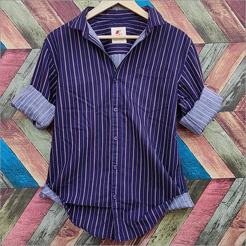 Washable Mens Striped Fancy Slim Fit Casual Shirt