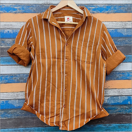 Mens Striped Casual Shirt - Cotton Fabric, Stylish Design for All Seasons | Bead Closure, Washable, Versatile Day-to-Night Wear