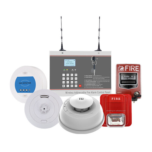 Wireless Addressable Fire Control Panel Alarm System Smoke Sensor Fire Detector Monitor