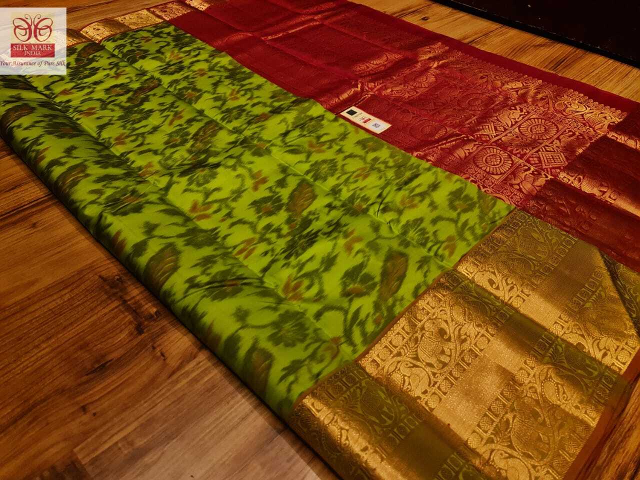 pure kanjivaram ikkath soft silk saree