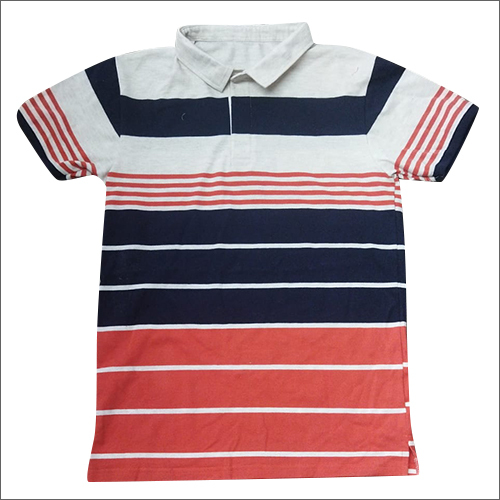 Mens Stripped Polo T-Shirt Size: Customized