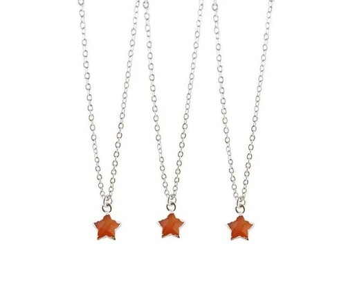 Carnelian Silver Star Electroplated Necklace gift for women Gemstone Pendant