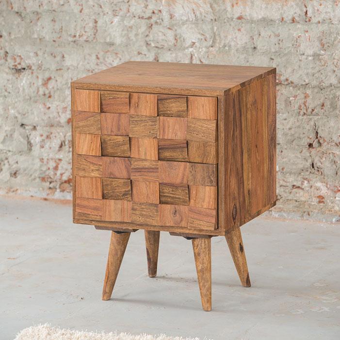 Solid Wood Bedside Table with 2 Drawers