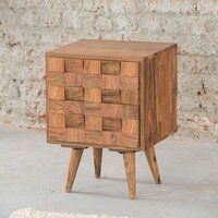 Solid Wood Bedside Table with 2 Drawers