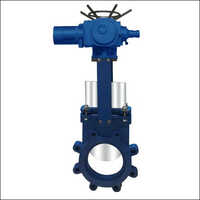 Electric Knife Edge Gate Valve - Stainless Steel, Blue Color | Electrical Powered, Cylindrical Shape For Industrial Water Media