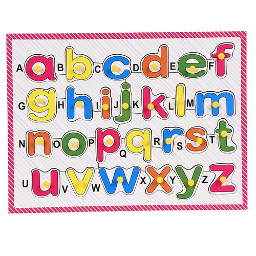 Wooden Small Alphabets Knobs Puzzle Tray