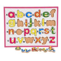 Wooden Small Alphabets knobs Puzzle Tray