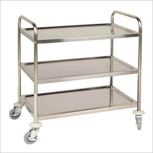 Stainless Steel Instrument Trolley - Durable Indian Style Hospital Trolley With Rails | For Equipment, Commercial Use