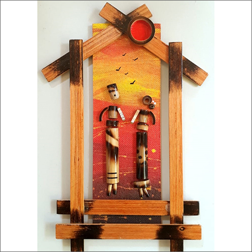 14x10x2 Inch Wall Hanging With Bamboo Couple