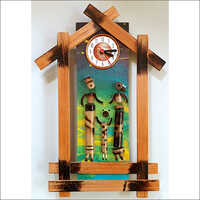 14x10x2 Inch Happy Family Bamboo Wall Hanging With Clock