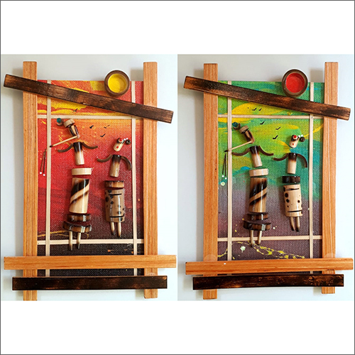 14x10x2 Inch Radha Krishna 1 Bamboo Wall Hanging