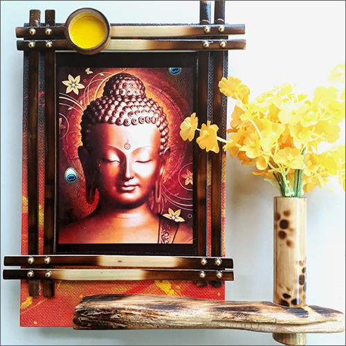 13x12x3.5 Inches God Buddha Wall Hanging With Flower Vase