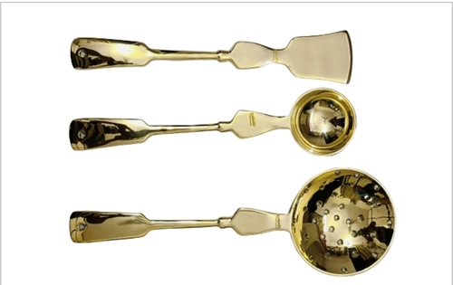 Brass Cooking Skimmer/Cradle/Flat Spoon