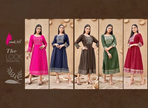 Kanak Nx Mehak Exclusive Designer Wear Rayon Anarakali Kurti Catalog
