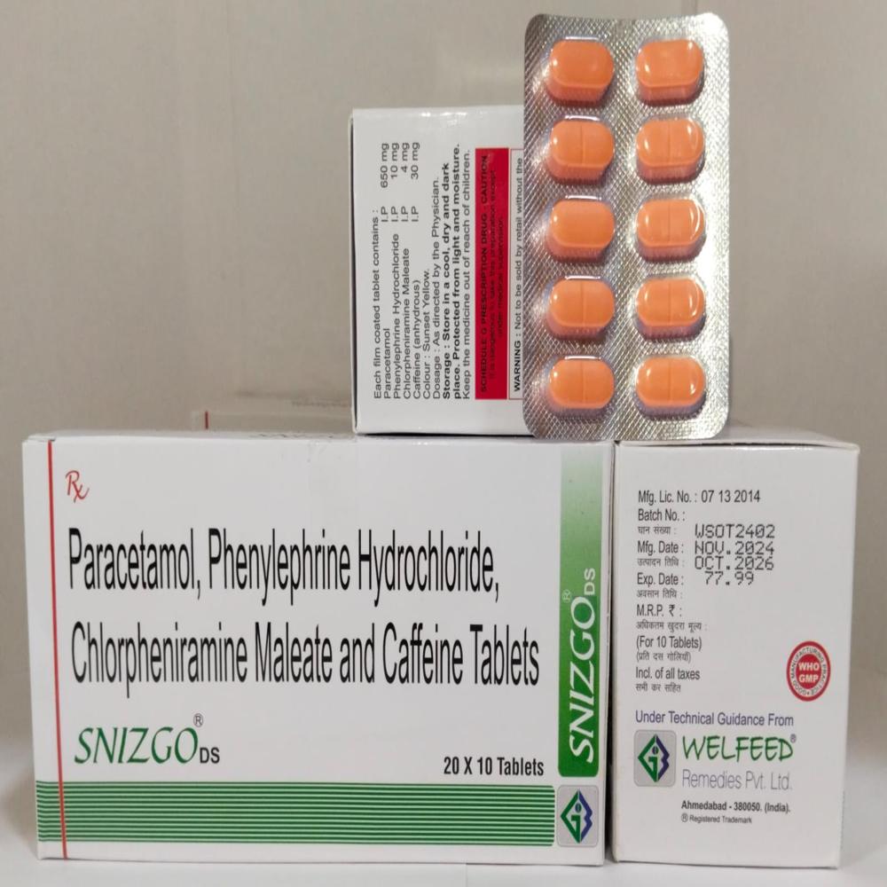 Paracetamol Phenylephirine Hydrochloride Chlorpheniramine Maleate And Caffeine Tablets General Medicines